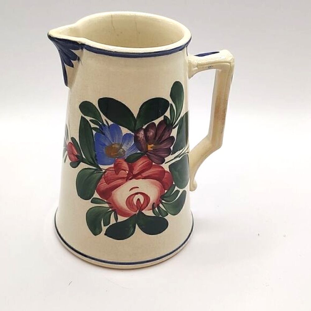 Hand Painted Floral Pitcher Creamer Cottage Farmhouse Cabin Vintage